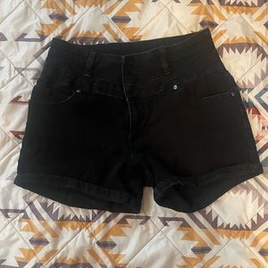 Women’s Silver Crush high rise tummy control black jean shorts